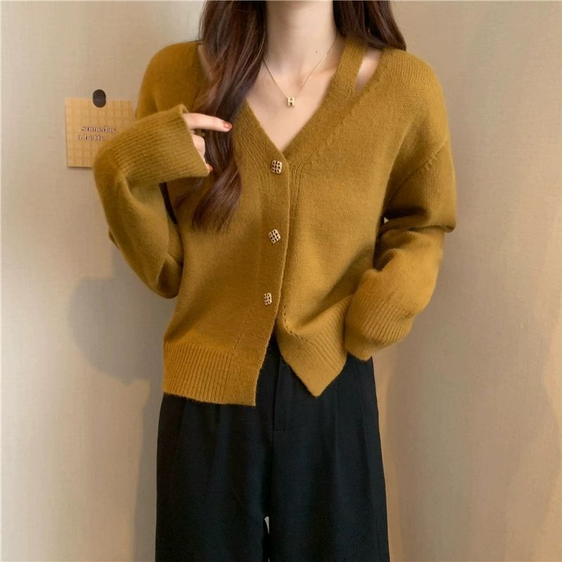 Women's Knits Tees Cardigan Women Korean Style Pure Tender V-neck Ins Hipster Autumn Basic Femme All-match Cozy Knitwear Student Sweater 230302