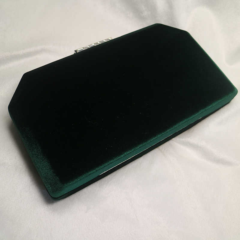 Evening Bags Verde escuro veludo duro caso caixa de sacos noite e embreagem bolsas com corrente ombro para festa baileL230302