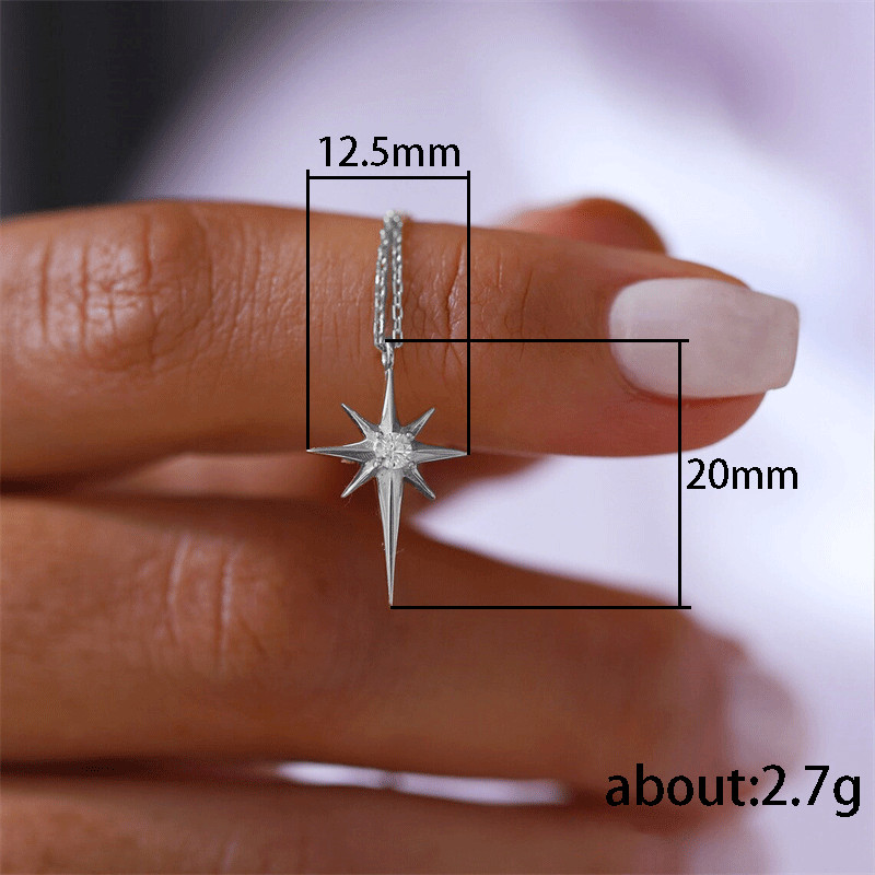 Exquisite Ladies Summer Jewelry Ladies Six-pointed Star Pendant Necklace 925 Silver Geometric Zircon Charm Necklace Gift