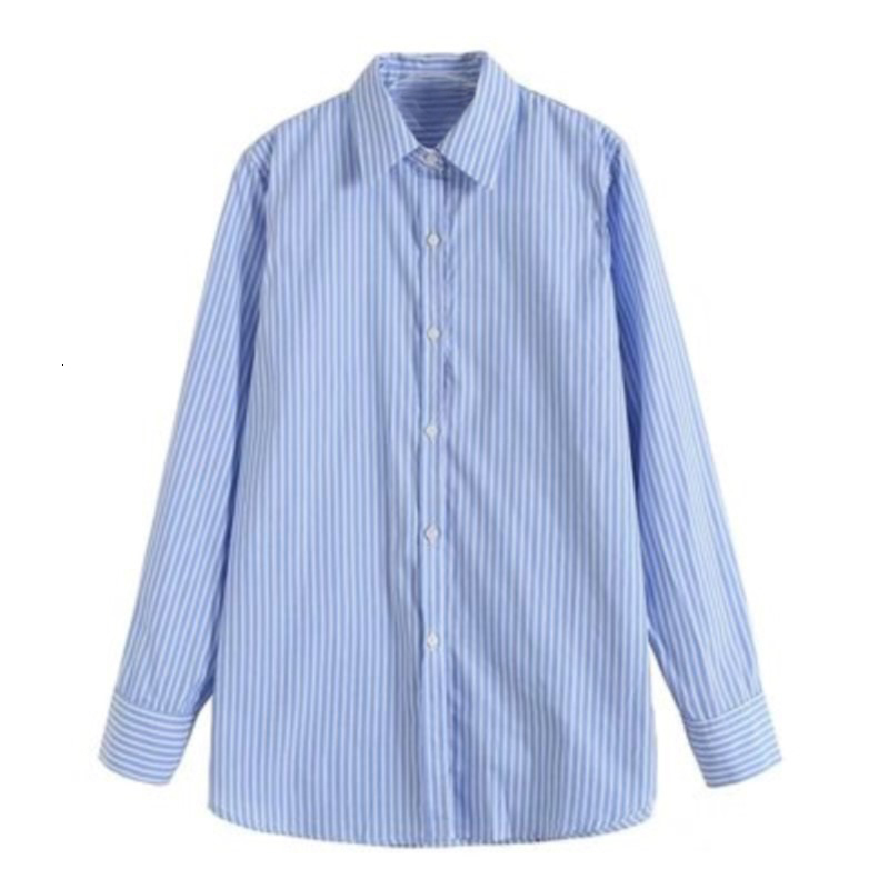 Women's Blouses Shirts Modishdutti Spring Autumn Women Fashion Long Sleeve Stripe Poplin Blouse Female Simple Casual Lapel Loose Shirt Tops 23030