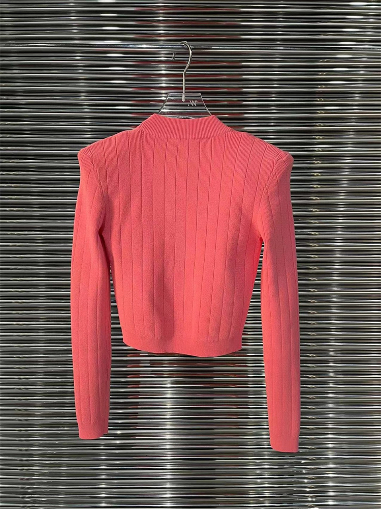 Women's Knits Tees High Quality Ladies Fashion Spring Vintage Elegant Sweet Cute Metal Button V-Neck Stretch Thick Ice Silk Knit Cardigan Top 230