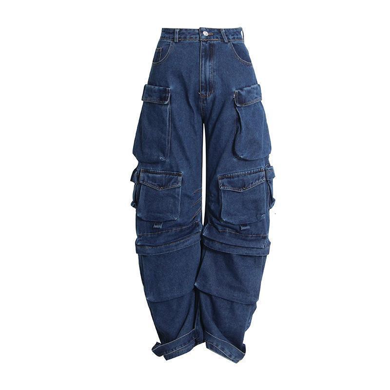 Women's Jeans Y2K heavy industry washed multipocket overall's jeans retro street loose casual wideleg women goth pants 230301