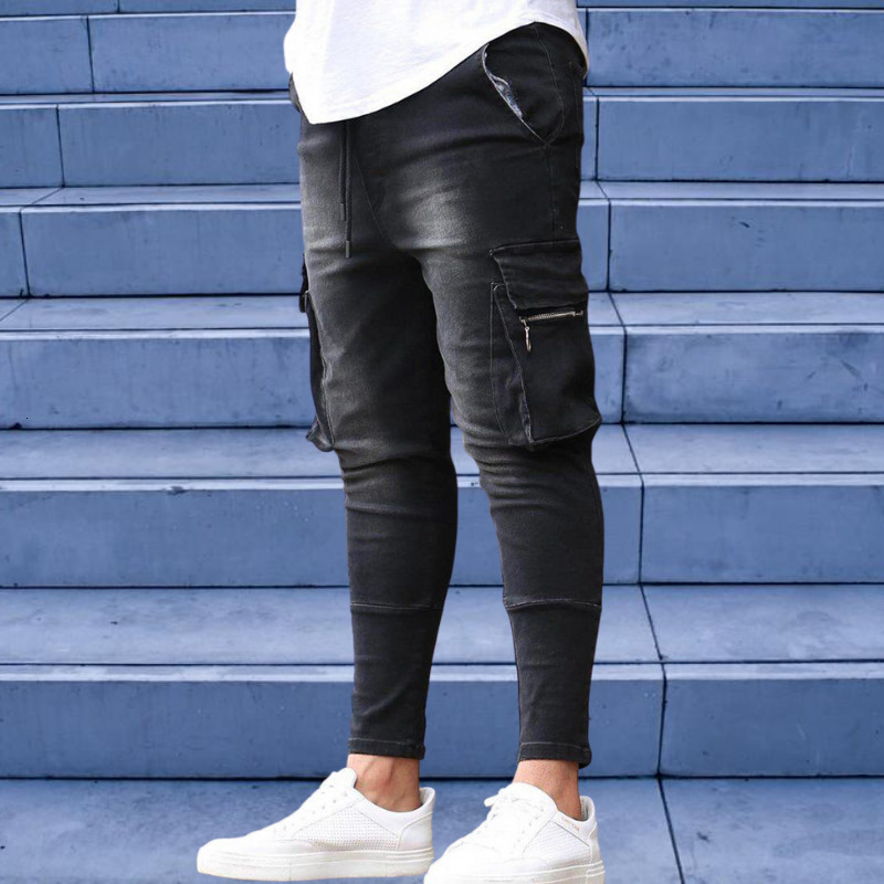 Men's Jeans Men's Jeans Casual Fashion Multi Pocket Denim Trousers Everyday Men's Jeans Street Workwear Hip Hop Slim Fit Stretch Pants 