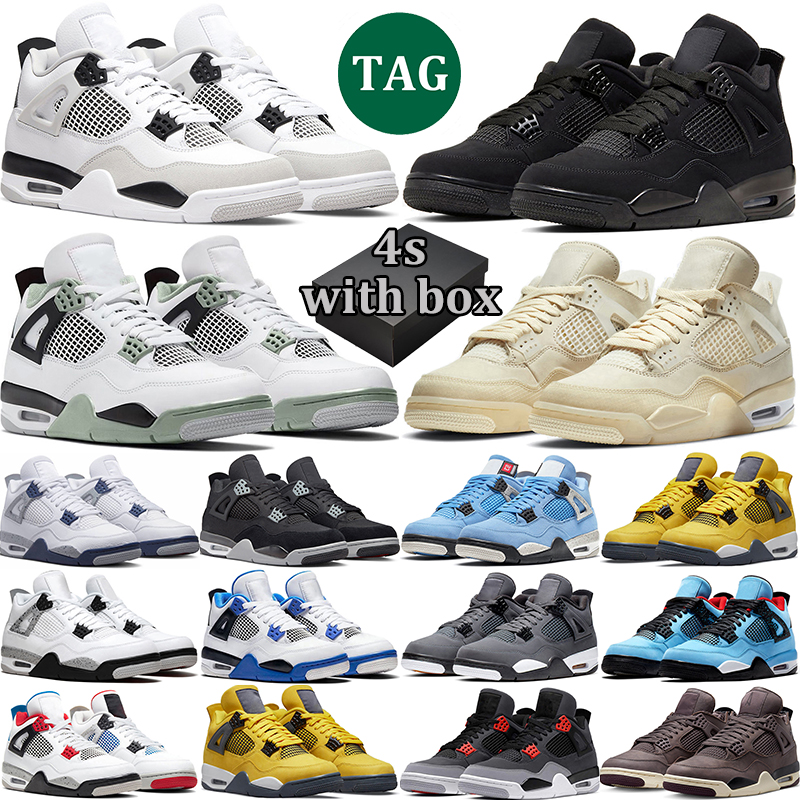 with box 4s Basketball Shoes Military Black Cat men women 4 retro Sail Infrared White Oreo University Blue Thunder outdoor mens trainer, 10
with box 4s Basketball Shoes Military Black Cat men women 4 retro Sail Infrared White Oreo University Blue Thunder outdoor mens trainer, 10
