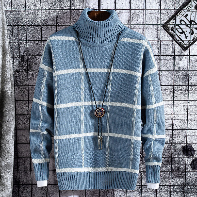 Men's Sweaters Christmas Sweater Men Clothes Winter Thick Warm Mens Plaid Sweaters Fashion Classic Turtleneck Men Pullover Warm Pull Homme 230302