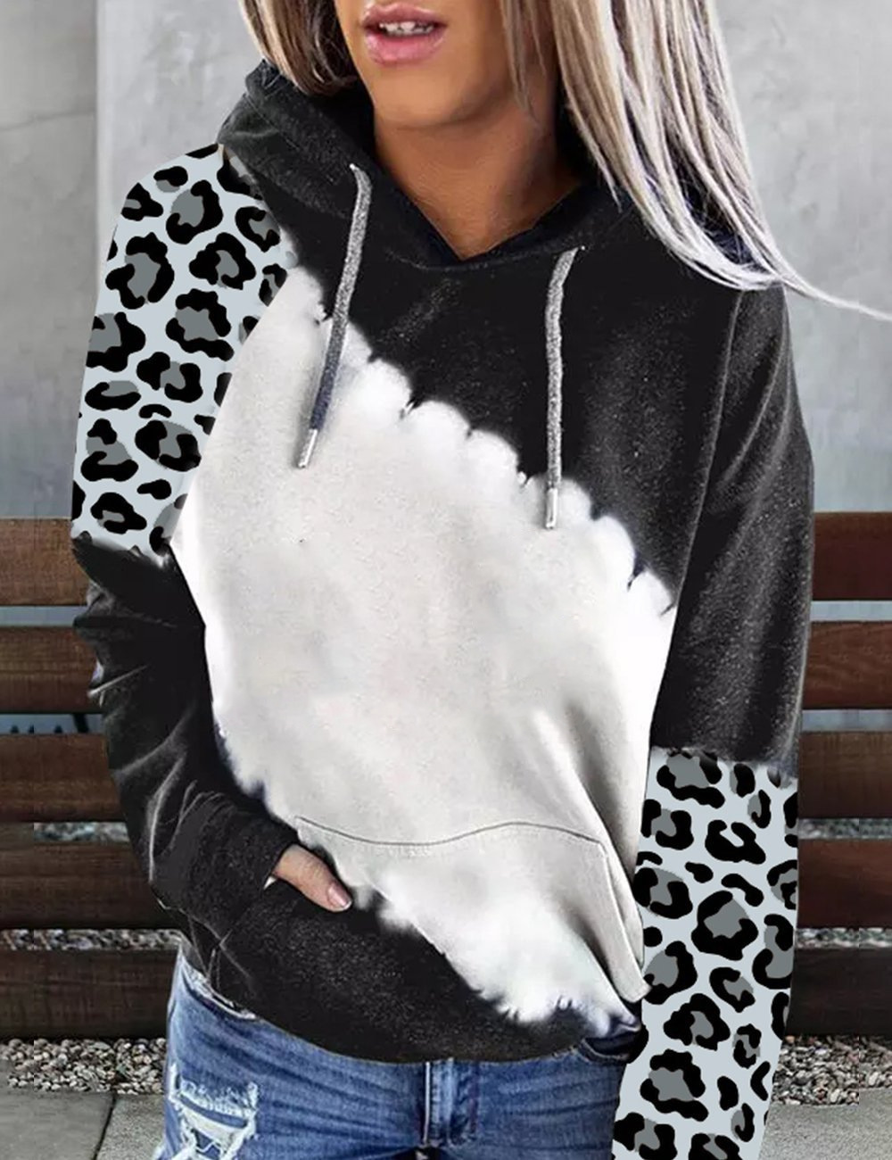 Local Warehouse Heat transfer Sublimation Bleached Hoodies Long Sleeve Hooded Sweater Polyester US Men Women Mixed Sizes Z11