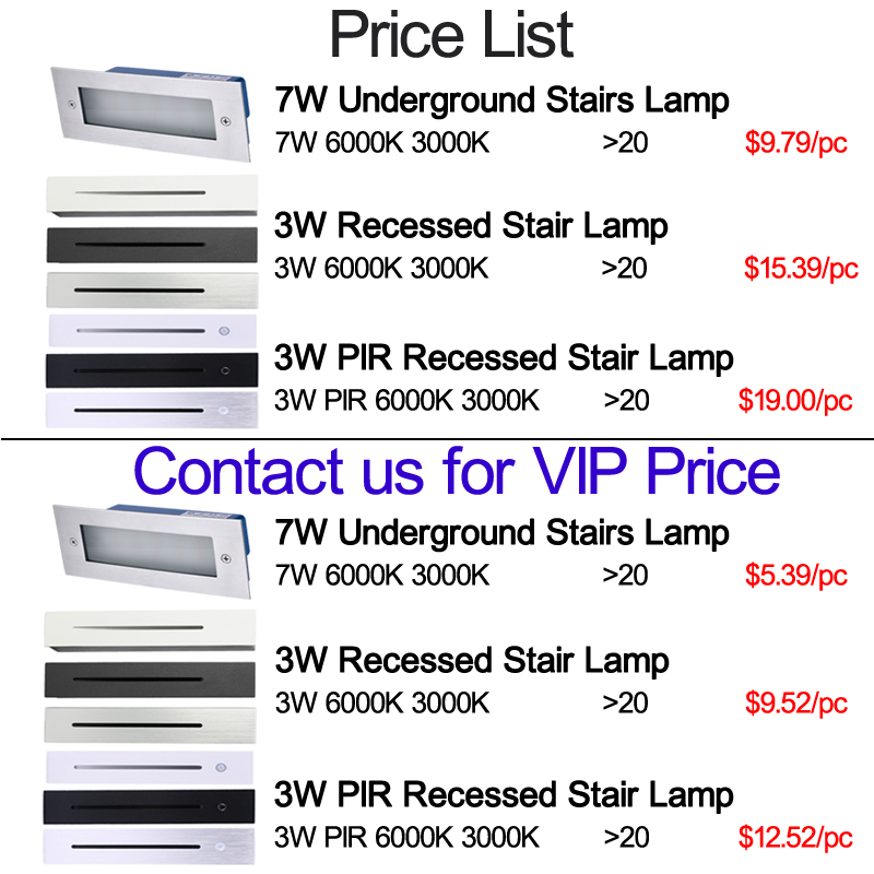 LED Stair Corner Outdoor Lighting Street Lights 7W Step Light Rustproof Waterproof Recessed Landscape Pathway Courtyard Stairs Swimming Pools crestech