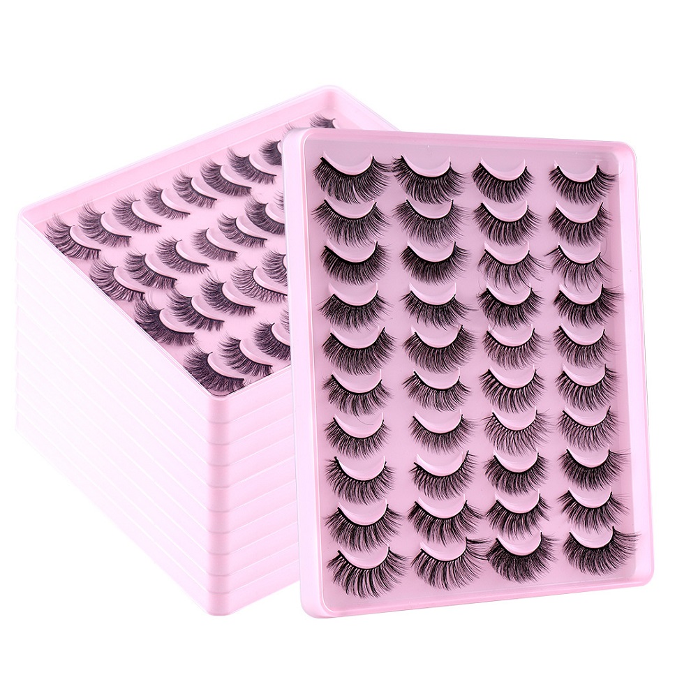 False Eyelashes Fluffy Lashes Natural Long Lashes Wispy Volume Thick Crossed Soft Curly Fake Lash 20 Pairs Pack