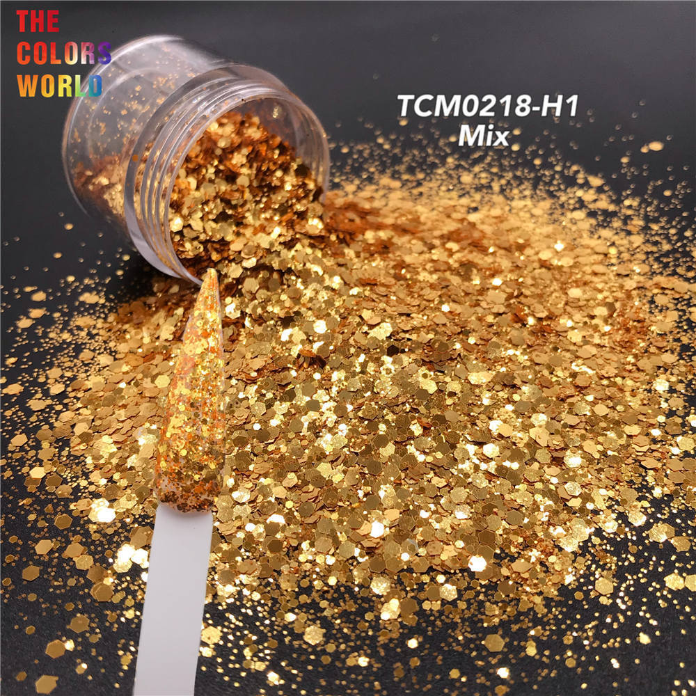 Nail Glitter TCT-194 Hexagon Shape Chunky Mix Metallic Color Nail Glitter For Nail Art DIY Decoration Body Art Makeup FacePainting DIY 230302