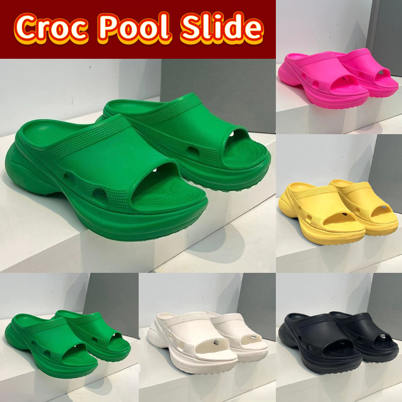 fashion Paris Slippers shoes Paris Croc Pool Slide Sandals Green Black white pink yellow women men platform rubber slides luxury summer beach Sandal EUR 35-42, 01 yellow 
fashion Paris Slippers shoes Paris Croc Pool Slide Sandals Green Black white pink yellow women men platform rubber slides luxury summer beach Sandal EUR 35-42, 01 yellow