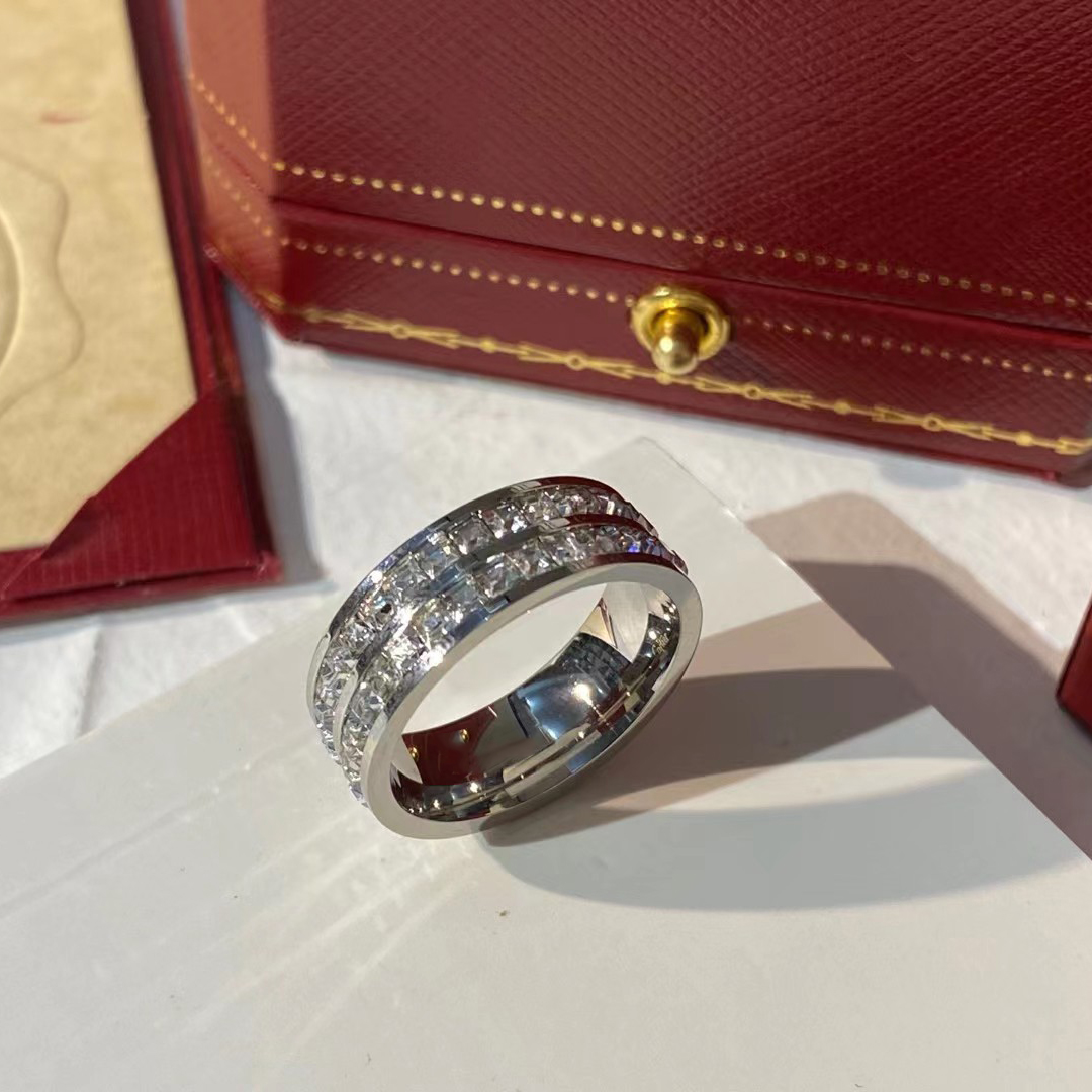 Luxurys fashion designers women double-layer full diamond ring shows temperament light simple exquisite personalized and versatile adjustable size good nice