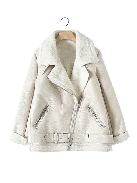 Women's Jackets TRAF Women Fashion Thick Warm Winter Fur Faux Leather Oversized Jacket Coat Vintage Long Sleeve Female Outerwear Chic Tops 230301