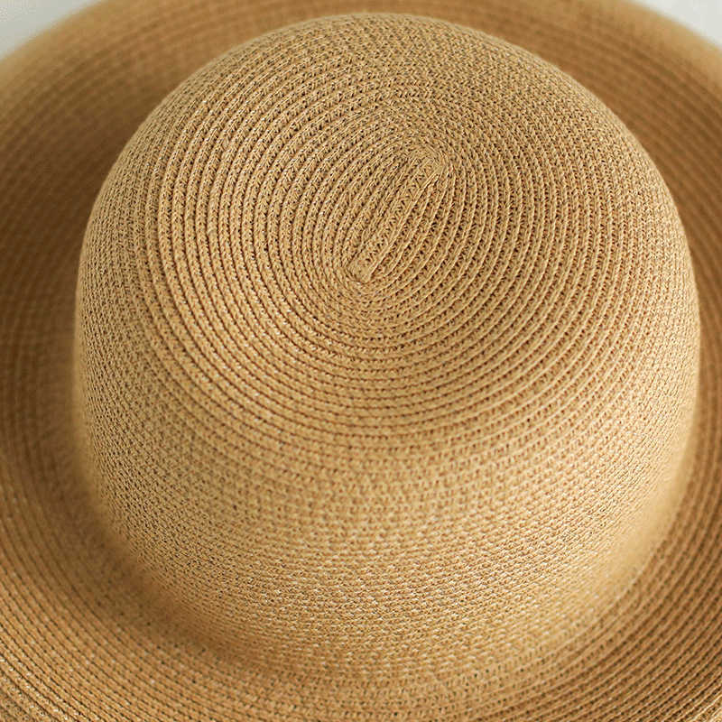Wide Brim Hats Women Straw Hat Female Summer Large Brim Sun Hats Retro Hepburn Holiday Foldable Beach Sun Protection Hats J230301