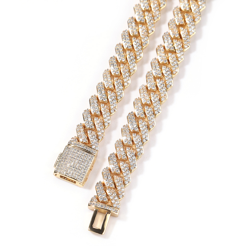 10mm Hip Hop Cuban Link Chain Necklace Bracelet Jewelry Set Bling 18K Real Gold Plated for Men Gift