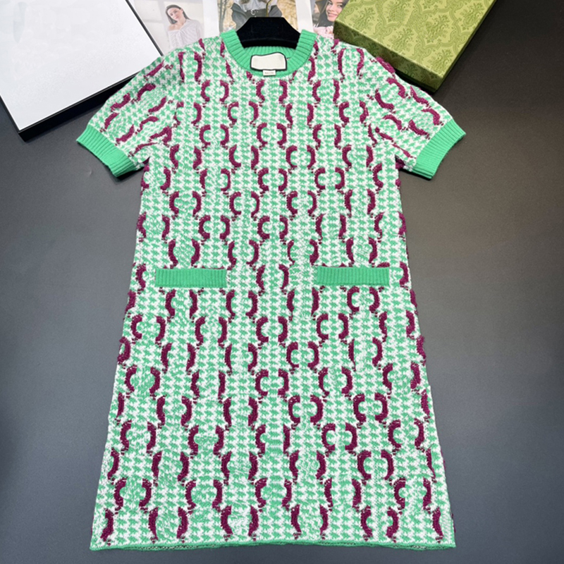 Jacquard Knitted Dresses for Women Double Letter Short Sleeve Dress Houndstooth Vintage Casual Dress, As pic
Jacquard Knitted Dresses for Women Double Letter Short Sleeve Dress Houndstooth Vintage Casual Dress, As pic