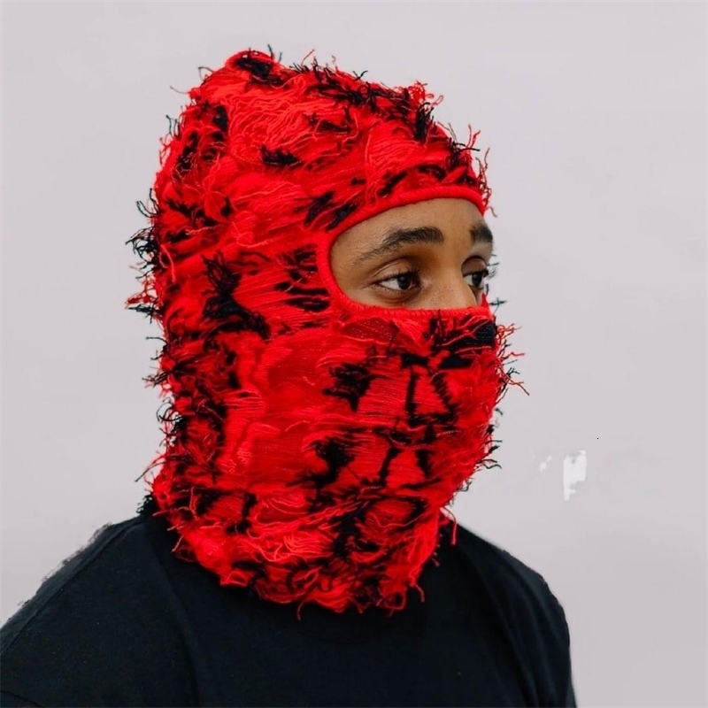 BeanieSkull Caps Ski Mask Storm Knitted Distressed Camo Balaclava Ski Mask Custom Grassy Balaclava 230301