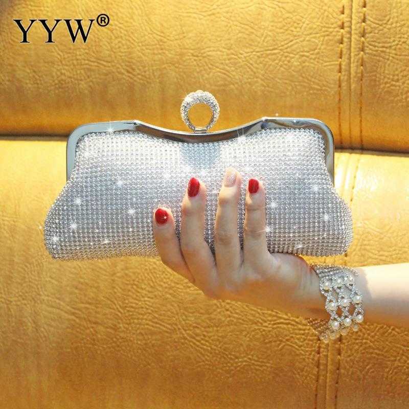 Evening Bags 2018 pequeno mini saco noite bolsa feminina elegante anel embreagem com strass festa de casamento garras corrente bolsas mulher ouroL2303