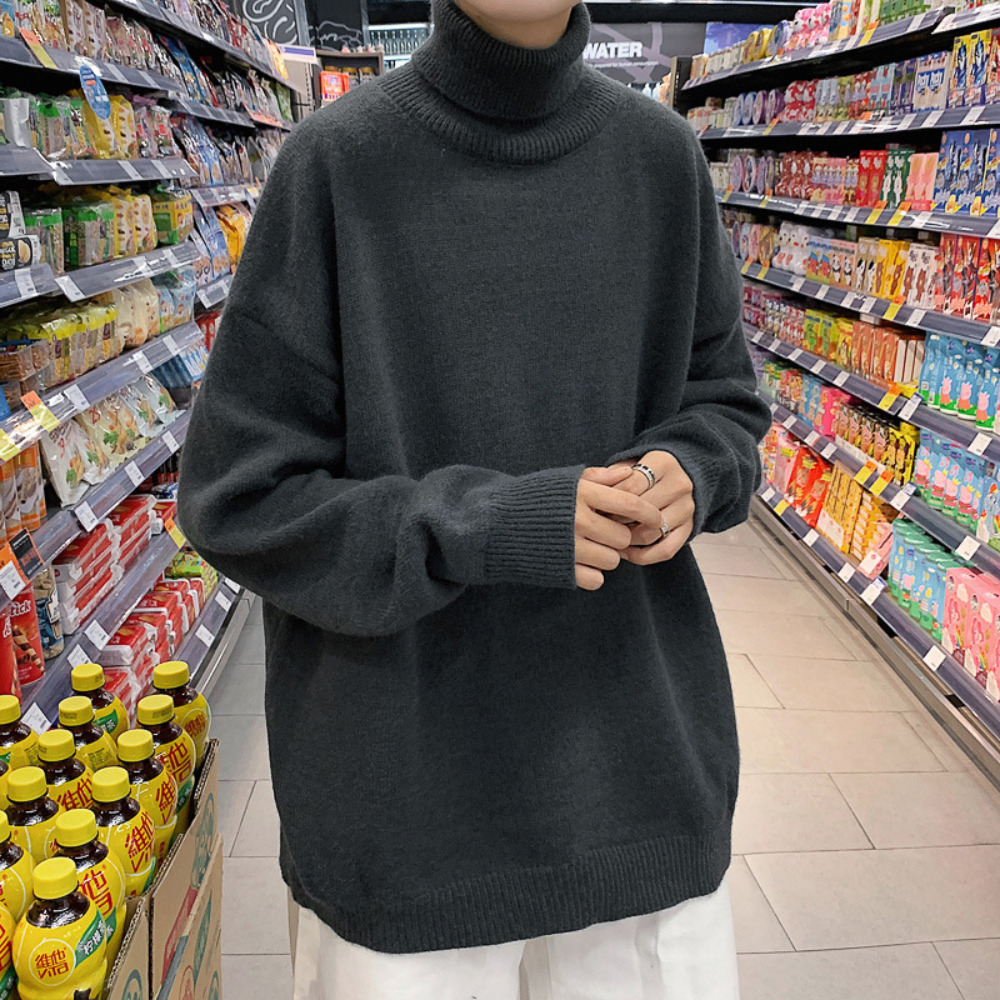 Men's Sweaters Men Turtleneck Sweater Knitted Sweaters Warm Mens Loose Casual Pullovers Bottoming Shirt Autumn Winter Solid Color Pullovers 23030