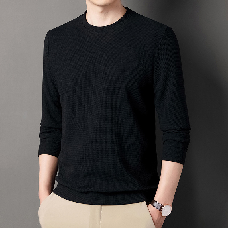 Men's Sweaters BROWON Spring Autumn Fashion Waffle Sweater Men Fashion Long Sleeve Round Neck Pullover Casual Top Men's Sweater 230302