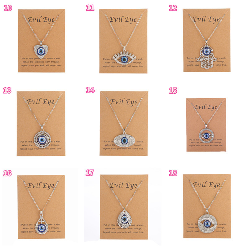 26 Styles Blue Turkish Evil Eyes Pendant Necklace Creative Diamond Devil's Eye Silver Chain Necklaces Jewelry Gift