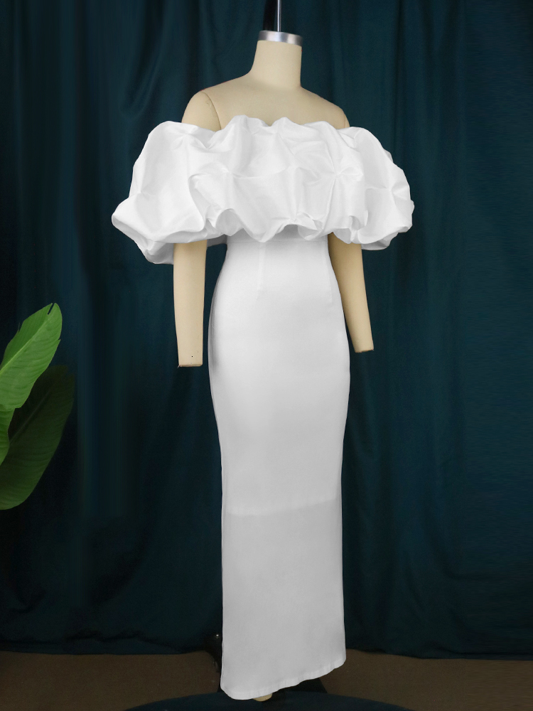 Casual Dresses White Party Dresses Off Shoulder Ruffles Women Evening Wedding Event Outfits for Ladies Autumn Birthday Gowns Large Size 4XL 230302