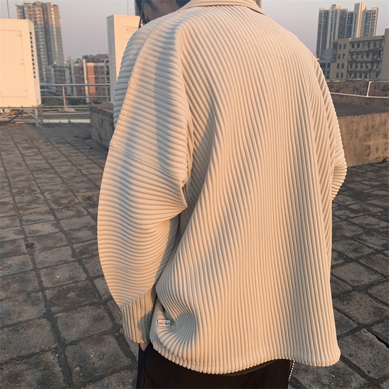 Men's Jackets Homme Plisse Pleated Fabric Top Spring And Autumn High Street Loose Single Breasting Casual Coat Shirt 230301