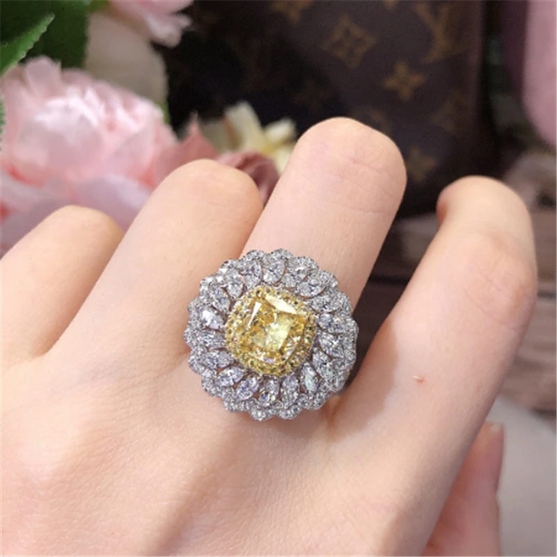 Flower Topaz Diamond Jewelry set Necklaces 925 Sterling Silver Engagement Wedding Rings Earrings Necklace For Women Bridal Promise Jewelry