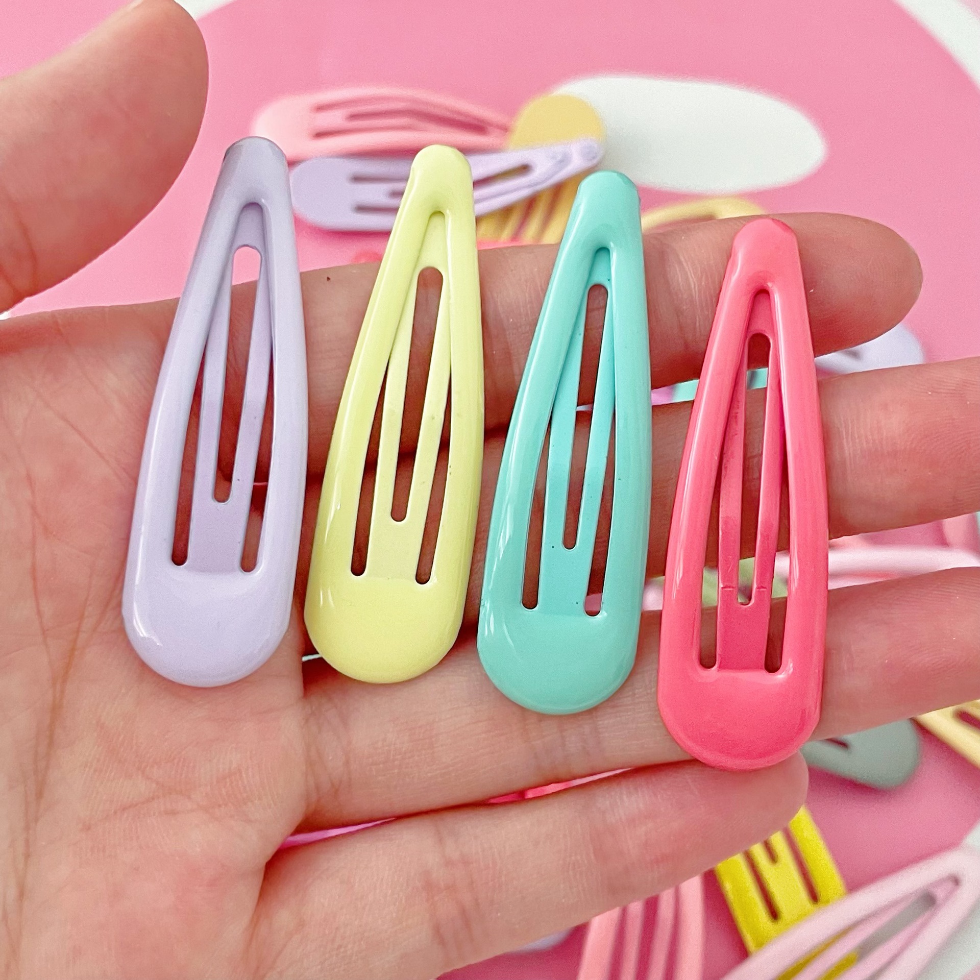 Baby Kids Hair Accessories Clip Glue Girlmesh Ribbon Dripping and Plastic Spraying Children Barrettes Maternity BB Clip Color Droplet Shape Candy