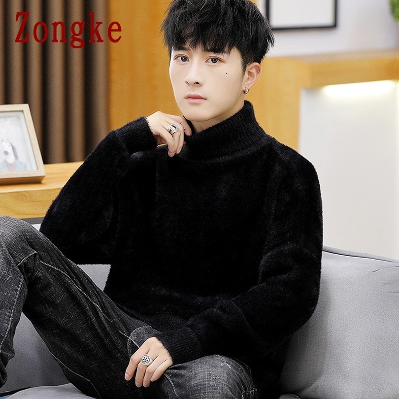 Men's Sweaters Zongke White Pullover Turtleneck Men Sweater Fashion Knitted Sweater Men Clothing M-2XL Spring Arrivals 230302