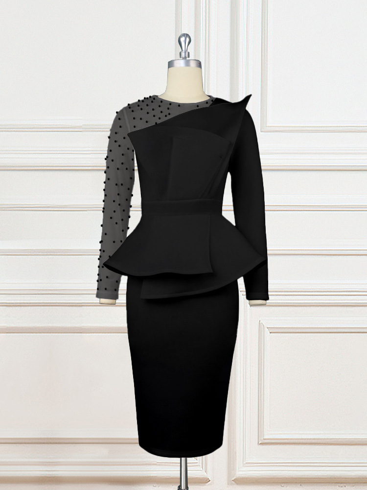 Aso Ebi Black Girls Prom Dress 2023 Sexy Short Cocktail Patry Dresses With Pearls Elegant Long Sleeve Evening Dress Chic Formal Graduation Dress vesti