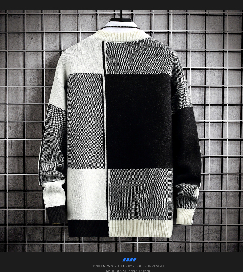 Men's Sweaters Winter Warm Sweater Men Half Turtleneck Pullover Street Patchwork Sweaters Mens Autumn Casual Loose Knitted Tops 230302