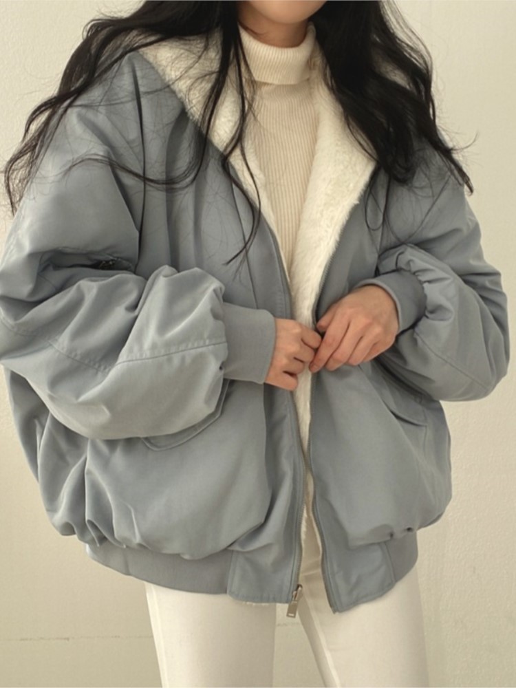 Women's Jackets Winter Cashmere Thickening Hooded Short Coat On Both Sides Lamb Wool Cotton Wear Chaquetas Y2k Trf 230301