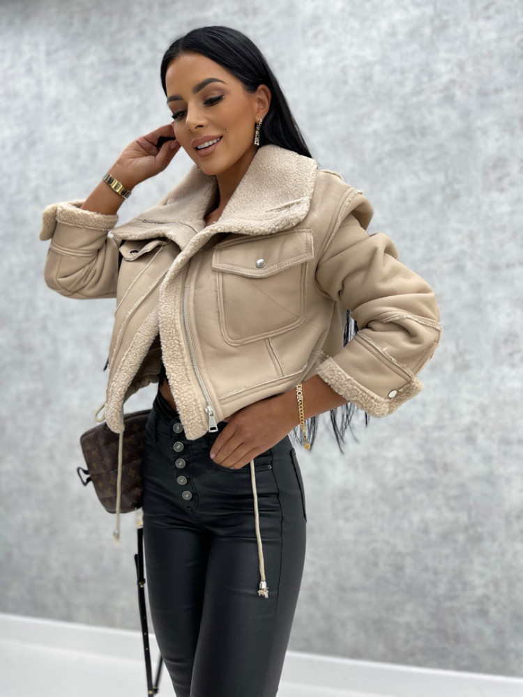 Women's Jackets hirigin Women Winter Faux Leather Long Sleeve Lapel Fleece Linen Coat Zip Up Motorcycle Warm Sherpa Outwear 230301
