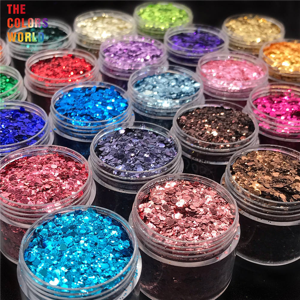 Nail Glitter TCT-194 Hexagon Shape Chunky Mix Metallic Color Nail Glitter For Nail Art DIY Decoration Body Art Makeup FacePainting DIY 230302