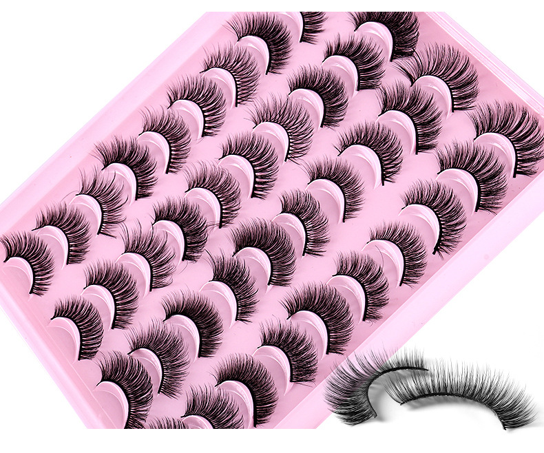 False Eyelashes Fluffy Lashes Natural Long Lashes Wispy Volume Thick Crossed Soft Curly Fake Lash 20 Pairs Pack