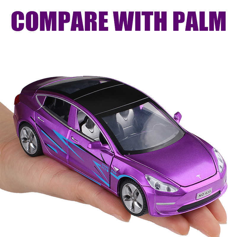 Diecast Model Cars New 1 32 Tesla MODEL 3 Alloy Car Model Diecasts Toy Vehicles Toy Cars Free Shipping Kid Toys For Children Gifts Boy ToyJ230228