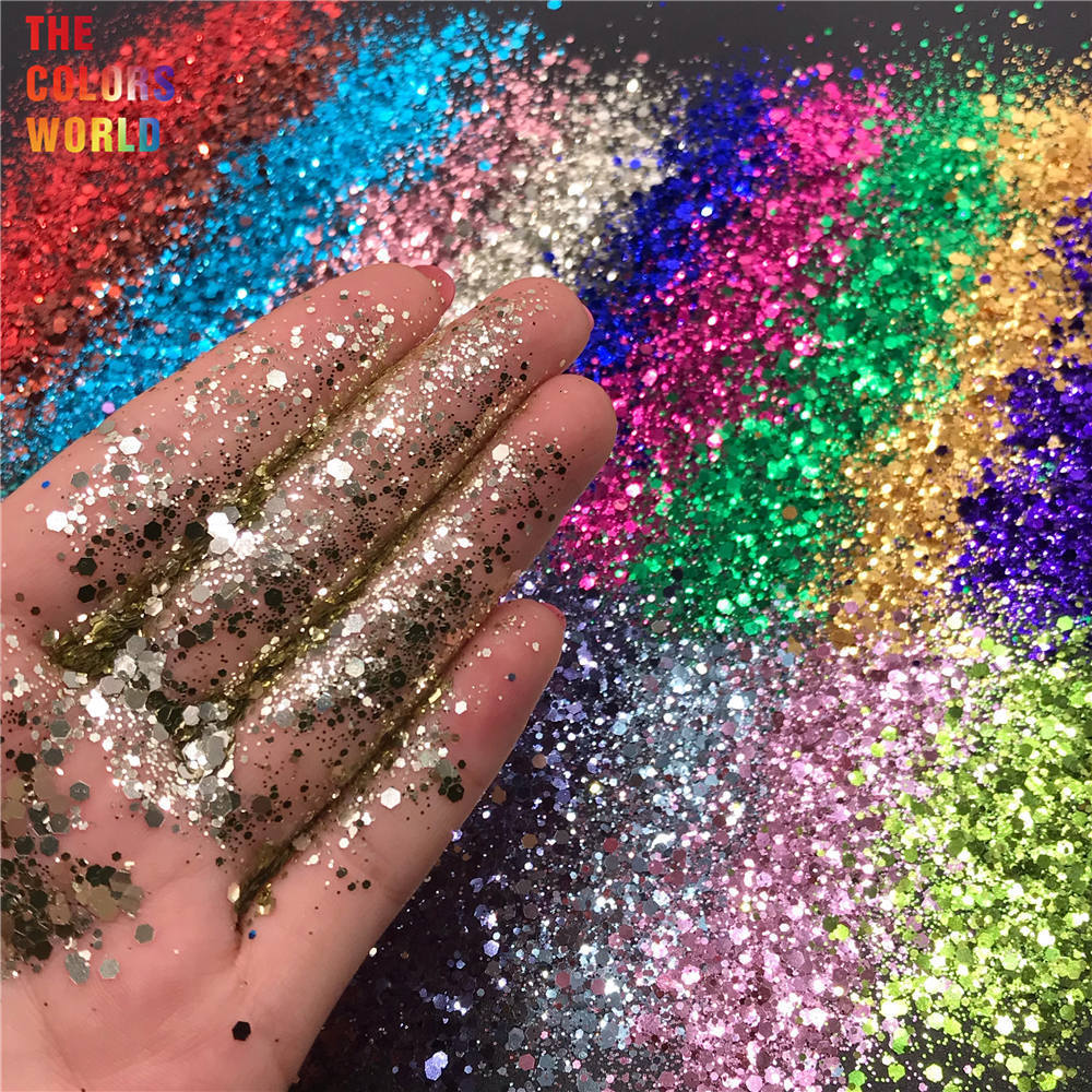 Nail Glitter TCT-194 Hexagon Shape Chunky Mix Metallic Color Nail Glitter For Nail Art DIY Decoration Body Art Makeup FacePainting DIY 230302