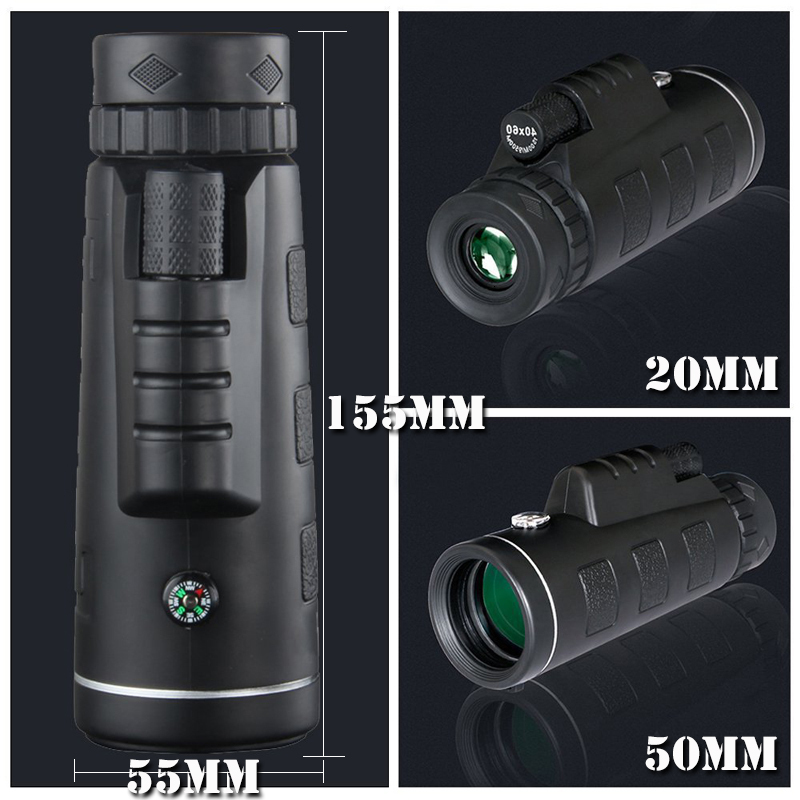 Telescopes Monocular 40X60 Zoom Binoculars Clear Weak Night Vision Pocket with SmartPhone Holder for Camping 230301
