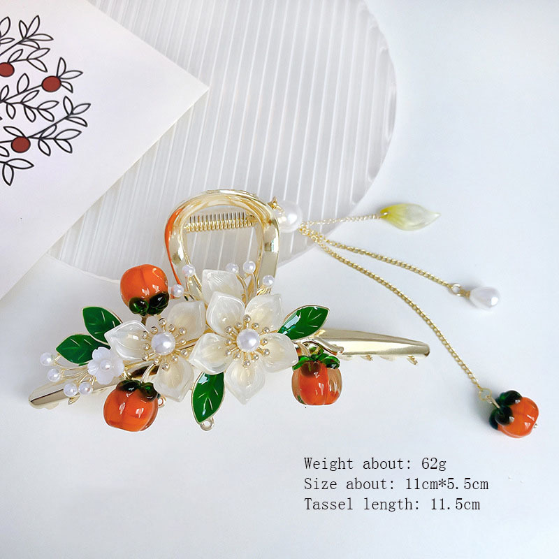Hair Clips Barrettes The vintage tassel good luck persimmon Hair Clip shark clip Barrette Headdress For Women Girl Hair Accessories headdress 230302