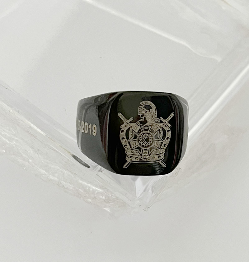 Black Masonic Demolay Ring Stainless Steel Mason Freemasonry Religious jewelry For Men Unique Style