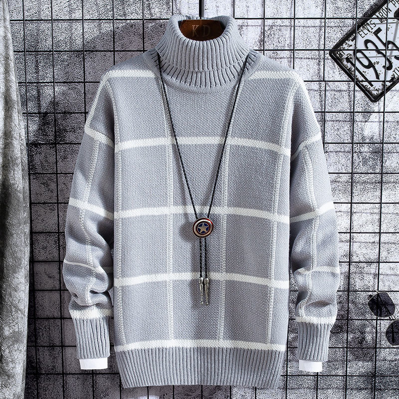 Men's Sweaters Christmas Sweater Men Clothes Winter Thick Warm Mens Plaid Sweaters Fashion Classic Turtleneck Men Pullover Warm Pull Homme 230302