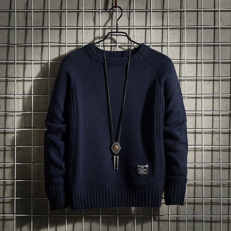 Men's Sweaters Stylish Solid Color O-Neck Knitted All-match Sweater Men's Clothing Autumn Oversized Casual Pullovers Korean Tops 230302