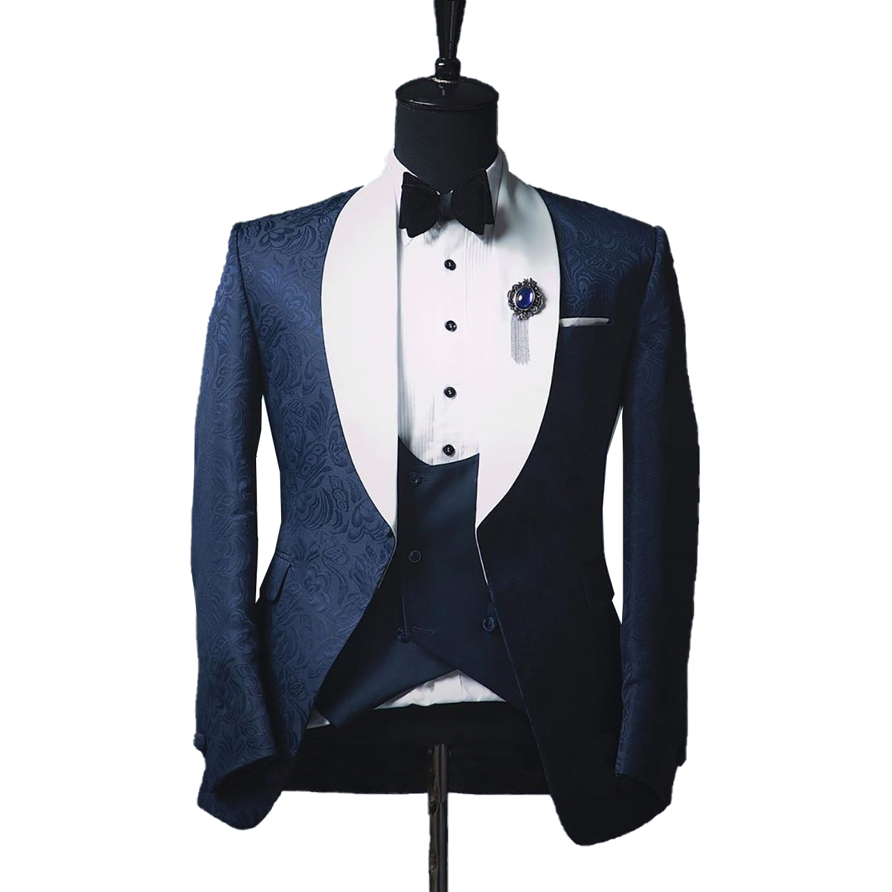 New Design Wedding Tuxedo 3 Pieces Groom Wear Side Vent Evening Party Suits Jacket Vest and Pants