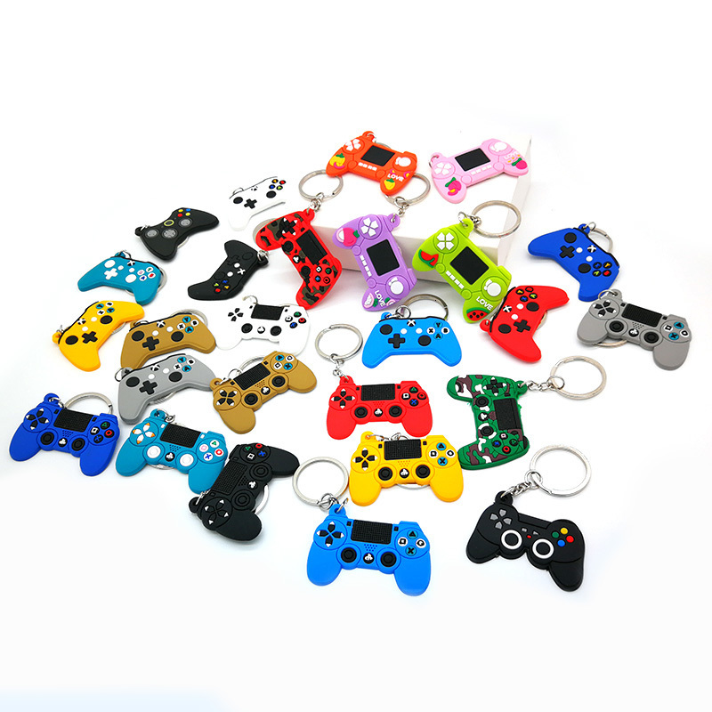 Key Rings 20PCS PVC keychain high quality game machine key ring mini cartoon Gamepad Joystick fit men car keys trinket souvenir gift 230302