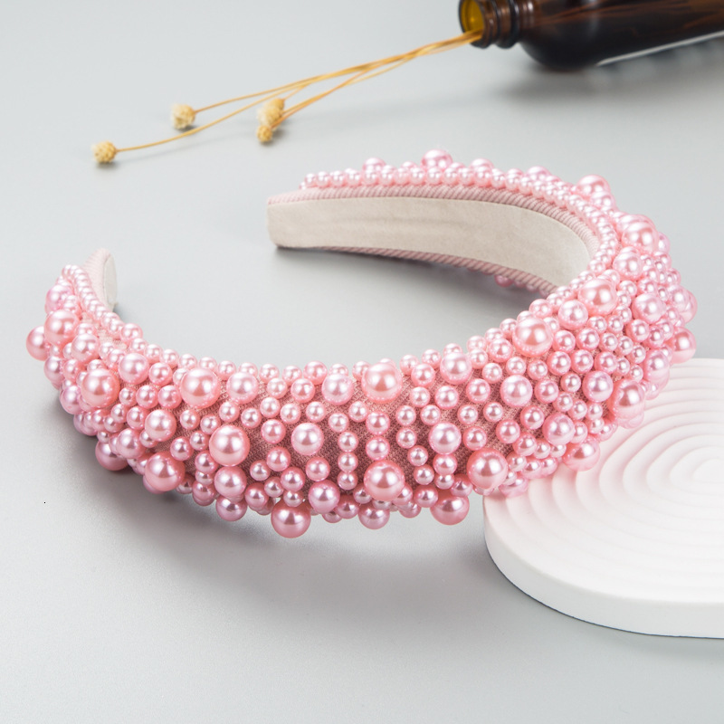 Headbands Baroque Sponge Full Pearl Headbands Fashion Hair Accessories Women's Handmade Beads Trend Banquet Hairband Hair Hoop Headwear 230302