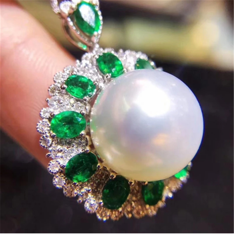 Vintage Lab Pearl Diamond Jewelry set 925 Sterling Silver Engagement Wedding Rings Necklace For Women Bridal Promise Gift