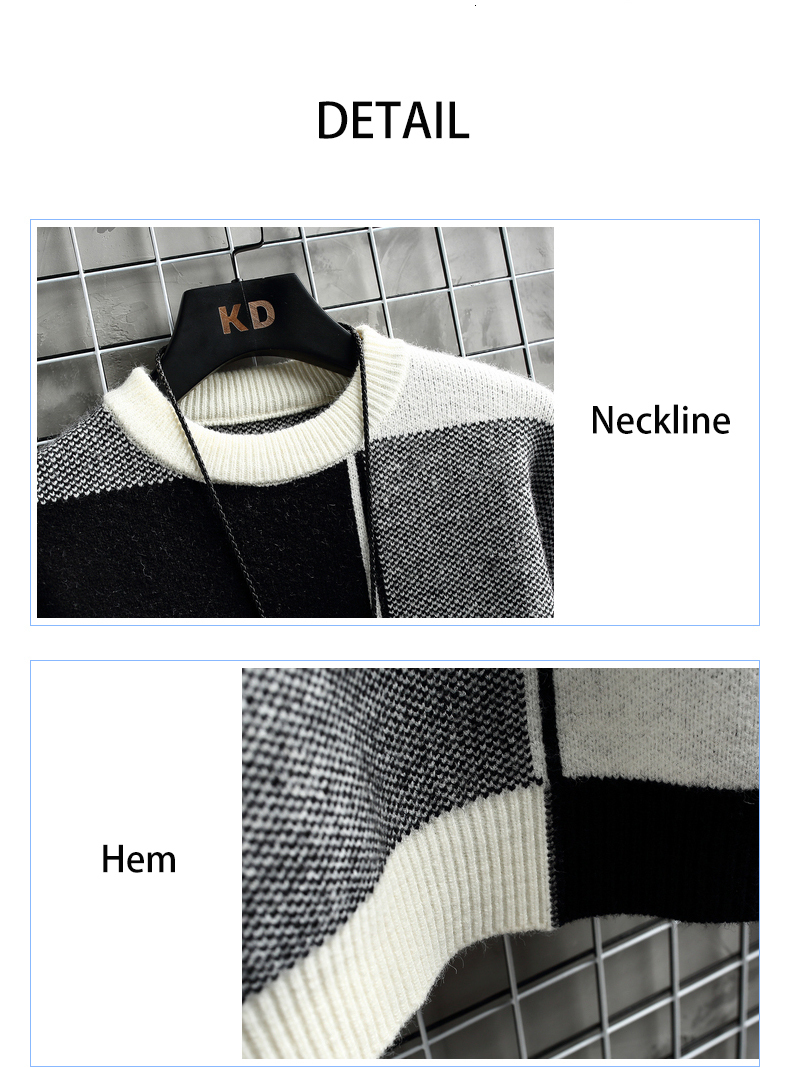 Men's Sweaters Winter Warm Sweater Men Half Turtleneck Pullover Street Patchwork Sweaters Mens Autumn Casual Loose Knitted Tops 230302