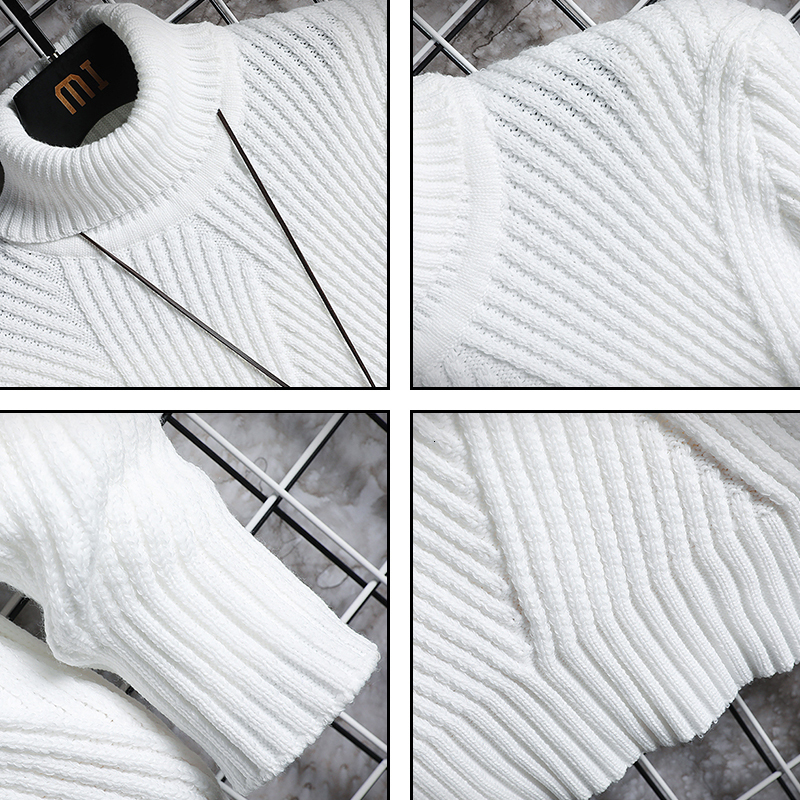 Men's Sweaters Winter High Neck Thick Warm Sweater Men Turtleneck Sweaters Slim Fit Pullover Men Knitwear Korean Style Male Double Collar 230302