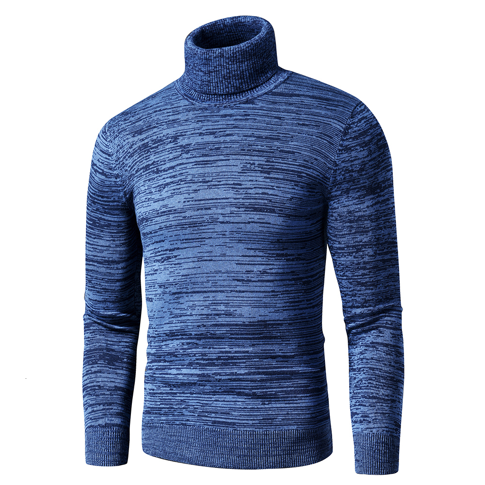 Men's Sweaters TFU Men Autumn Casual Mixed Color Cotton Fleece Turtleneck Sweater Pullovers Men Winter Fashion Warm Thick Sweater Men 230302