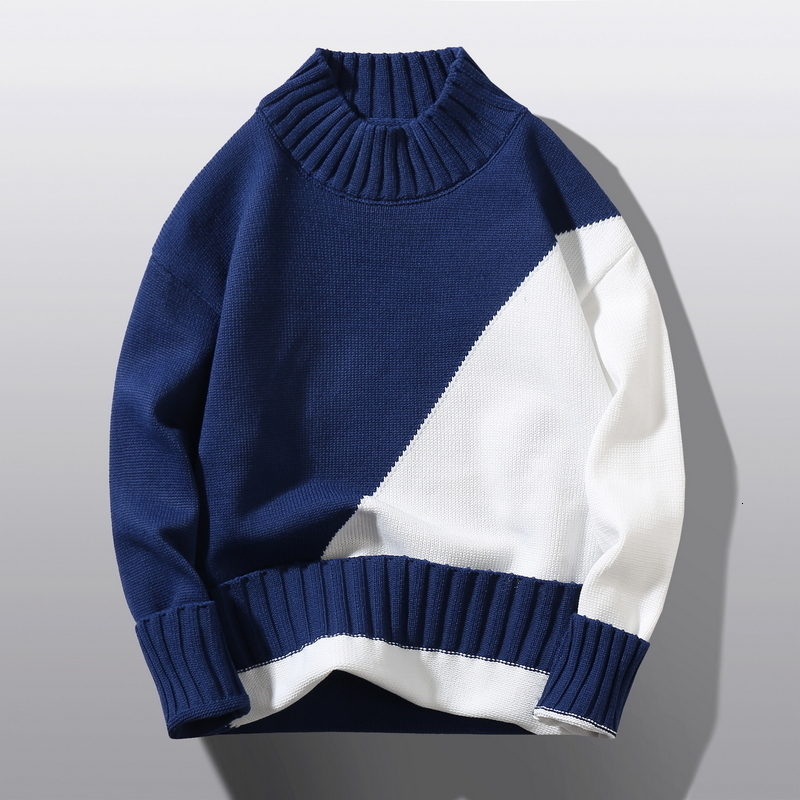 Men's Sweaters autumn and winter men's sweater color matching comfortable warm round neck long sleeve casual all-match knitted top 230302